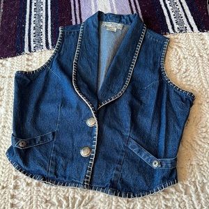 Vintage Southwestern Style Denim Silver Vest